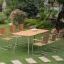 Mllan utegruppe i teak: 6 lenestoler med spisebord 176x90 cm