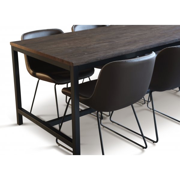 Texas spisegruppe med 6 Texas spisestoler Brun PU + Texas spisebord mørk brun eik 180x90 cm + 6.00 x Stolpute Texas spisegruppe med 6 Texas spisestoler Brun PU + Texas spisebord mørk brun eik 180x90 cm + 6.00 x Stolpute