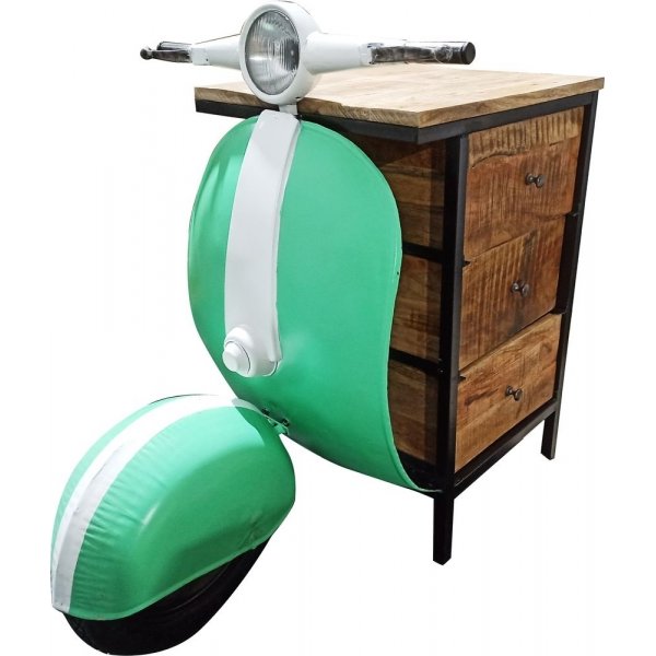 Vintage Vespa kommode / nattbord - Grnn / hvit