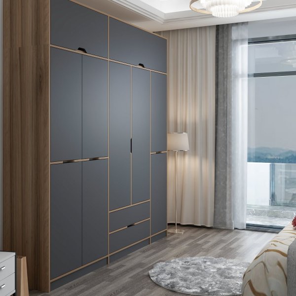 Elina garderobeskap 232 x 52 x 253 cm - Antrasitt/brun Elina garderobeskap 232 x 52 x 253 cm - Antrasitt/brun