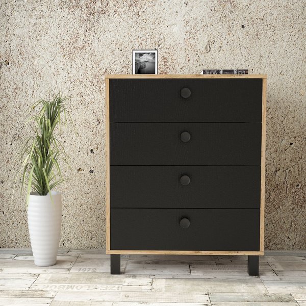 Vilamo kommode 80 - Furu/svart Vilamo kommode 80 - Furu/svart