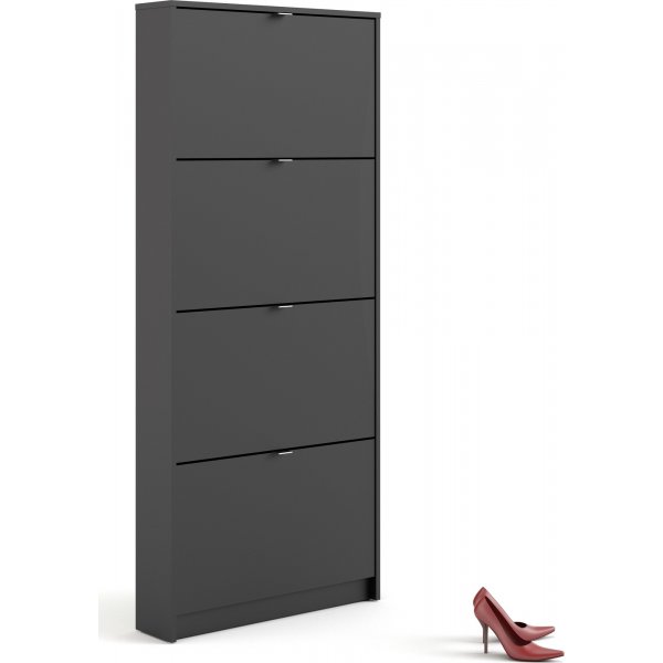 Sko skoskap med 4 rom - Sort Sko skoskap med 4 rom - Sort