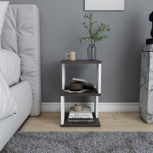 Carter nattbord - Mrk eik/hvit