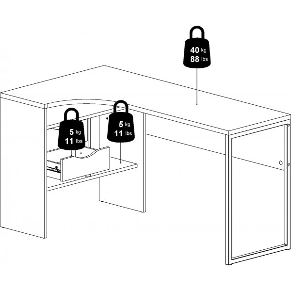 Function Plus skrivebord 145,1 x 81 x 76,8 cm - Hvit/eik Function Plus skrivebord 145,1 x 81 x 76,8 cm - Hvit/eik