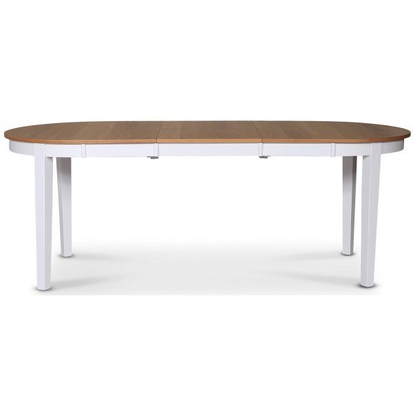 Fårö spisegruppe; Ovalt spisebord 160-210 cm - Hvit / Oljet eik med 6 stk Danderyd No.16 spisestoler whitewash Fårö spisegruppe; Ovalt spisebord 160-210 cm - Hvit / Oljet eik med 6 stk Danderyd No.16 spisestoler whitewash