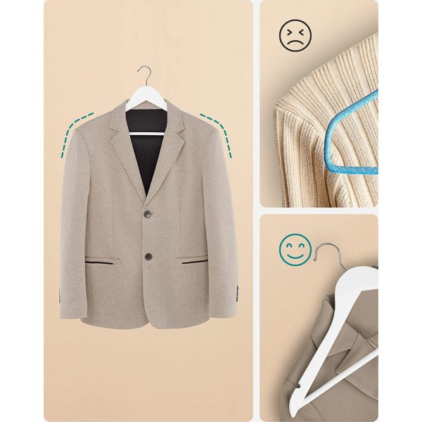 Kleshenger, tre, 44,5 cm, 30-pakning - Hvit Kleshenger, tre, 44,5 cm, 30-pakning - Hvit