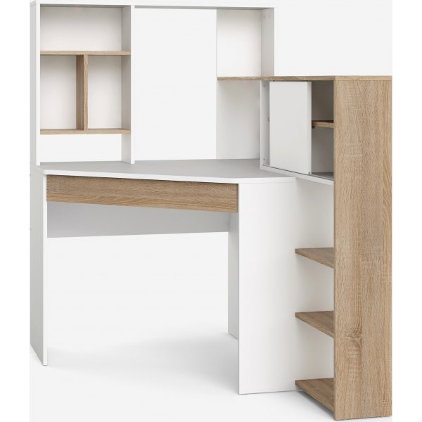 Function Plus skrivebord 138,4 x 101,6 x 141,1 cm - Hvit/eik