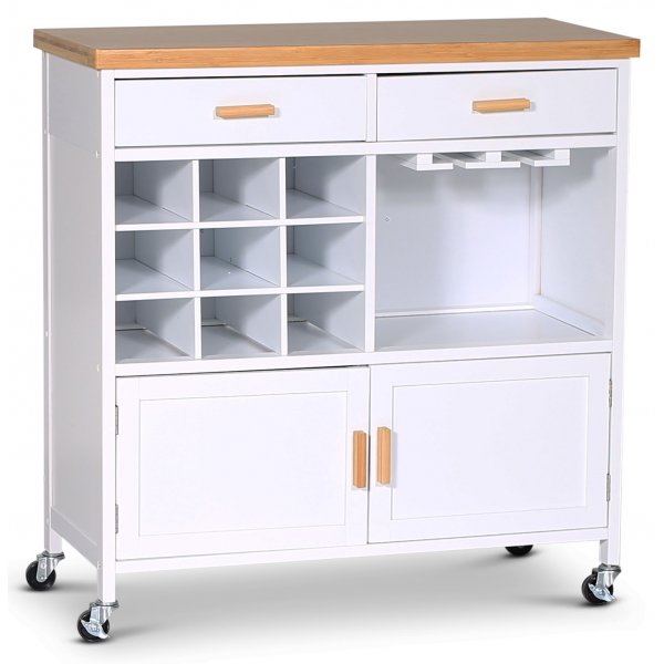 Living kjøkkenøy med vinstativ - Eik/hvit + Tekstilpleie for møbler Living kjøkkenøy med vinstativ - Eik/hvit + Tekstilpleie for møbler