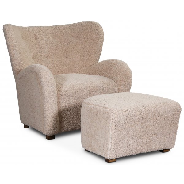 Buffalo fotskammel - Off white Teddy Buffalo fotskammel - Off white Teddy