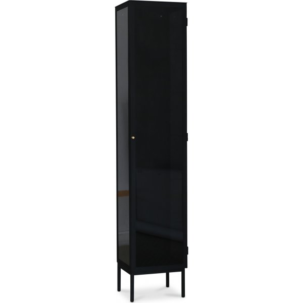 Revel vitrineskap, 200x40 cm - Svart/tonet glass + Flekkfjerner for mbler