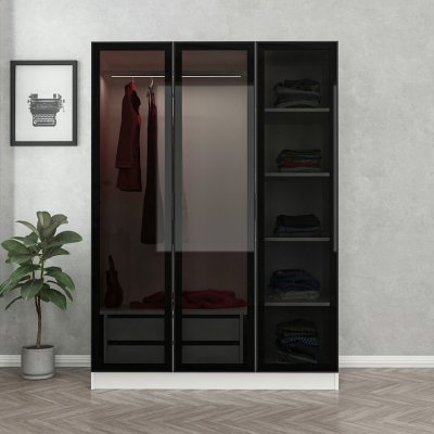 Cavolo garderobeskap 135 cm - Hvit/svart