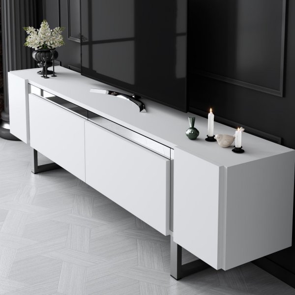 Erki TV-stativ - Hvit/sølv Erki TV-stativ - Hvit/sølv