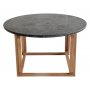 Accent sofabord rund 85 - Sort Granitt / Oljet eik