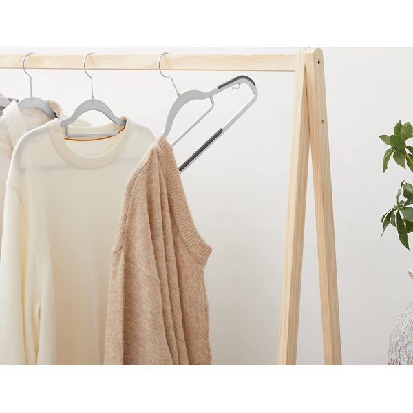 Kleshenger, plast, 42 cm, 30-pakning - Grå Kleshenger, plast, 42 cm, 30-pakning - Grå