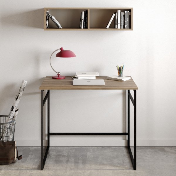 Gama skrivebord - Valnøtt/svart Gama skrivebord - Valnøtt/svart