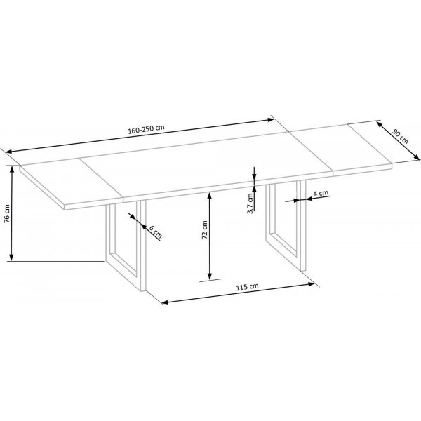 Gambon spisebord 160x90 cm - Eik/sort Gambon spisebord 160x90 cm - Eik/sort