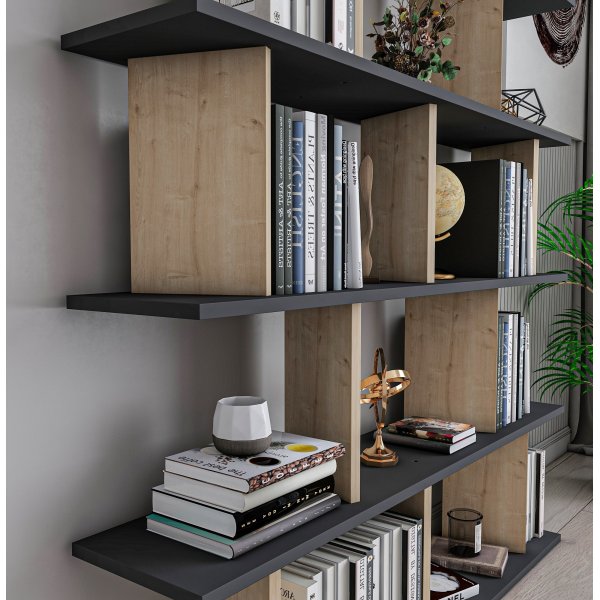 Jorin bokhylle - Antrasitt/eik Jorin bokhylle - Antrasitt/eik