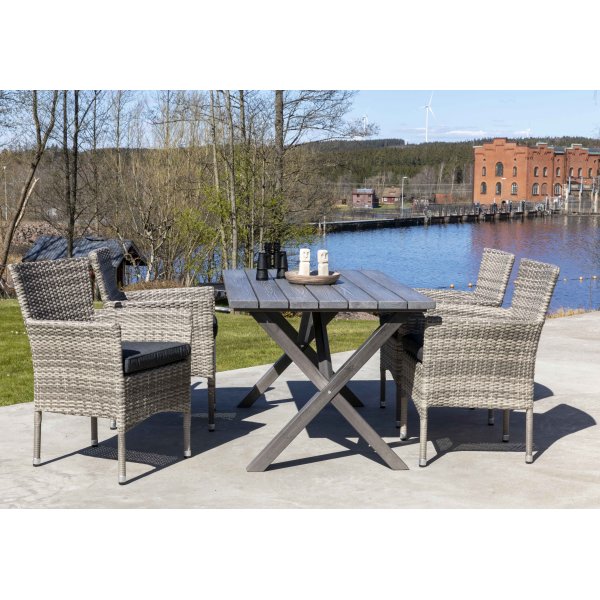 Scottsdale utespisegruppe med 4 stk lenestoler og spisebord 150 cm - Gr