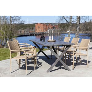 Scottsdale utespisegruppe med 6 stk karmstoler (stablebare) og spisebord 190 cm - Natur Scottsdale utespisegruppe med 6 stk karmstoler (stablebare) og spisebord 190 cm - Natur
