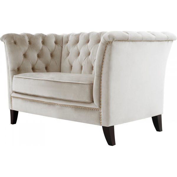 Lenestol i chesterfield beige fløyel - Milton + Tekstilrens for møbler Lenestol i chesterfield beige fløyel - Milton + Tekstilrens for møbler