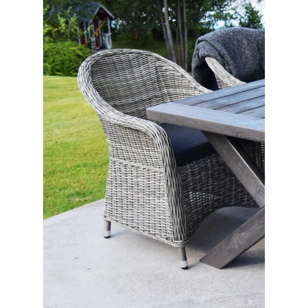 Spisegruppe Mercury: Oxford bord inkludert 6 Mercury lenestoler i syntetisk rotting