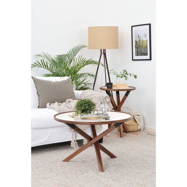 Morris sofabord - Hvit/valntt