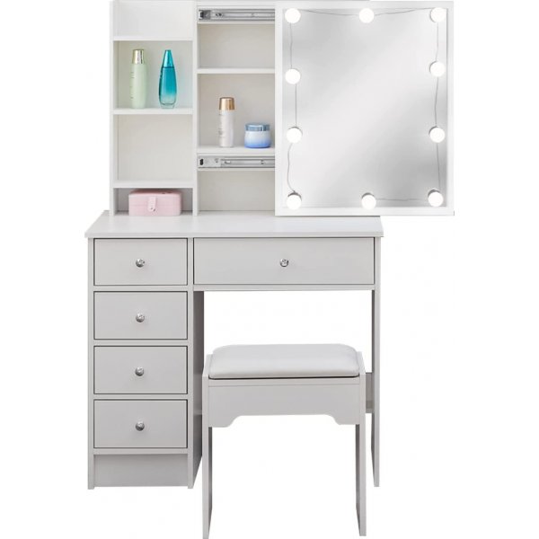 Sminkbord med speil, belysning og stol - Babe Sminkbord med speil, belysning og stol - Babe
