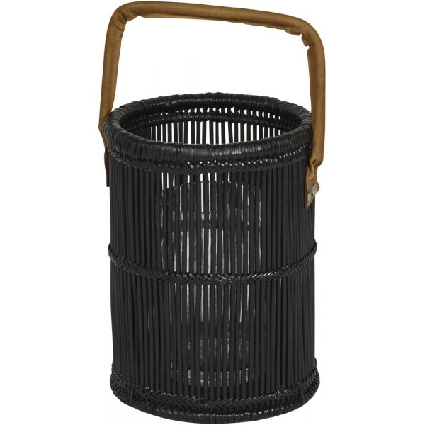 Ariston lanterne - Svart/skinnhåndtak Ariston lanterne - Svart/skinnhåndtak