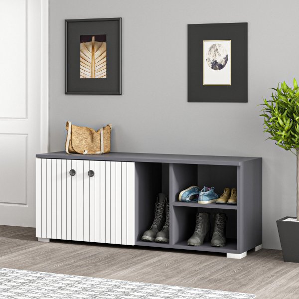 Sarandon skoskap - Antrasitt/hvit