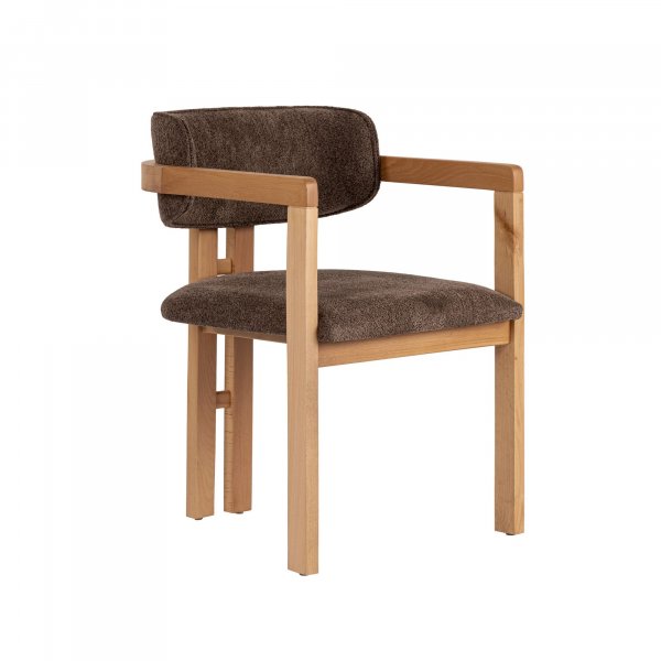 Lenestol Torpin i brun chenille og eik Lenestol Torpin i brun chenille og eik