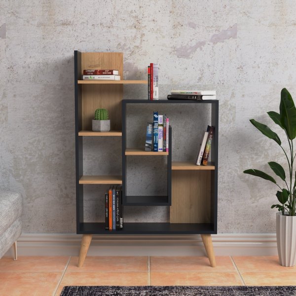 Salman bokhylle - Antrasitt/eik