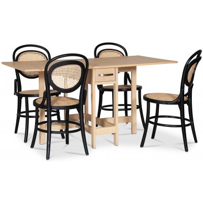 Fårö spisegruppe; Fårö klaffbord i whitewash med 4 Alice-stoler i bøyetre