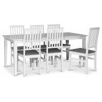 Sandhamn spisegruppe; 180x90 cm bord med 6 Fårö spisestoler
