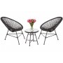 Cafgruppe Fiji bord + 2 stoler - Svart