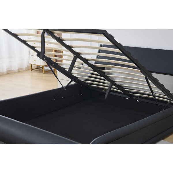 Prince sengeramme med oppbevaring 160 x 200 cm - Sort PU Prince sengeramme med oppbevaring 160 x 200 cm - Sort PU