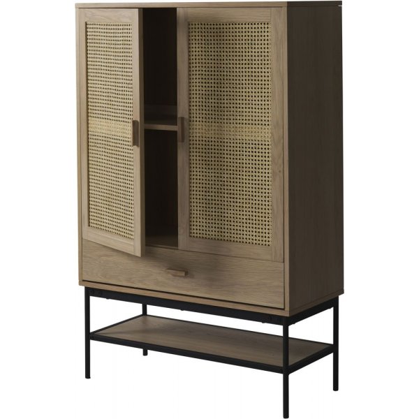 Halsten vitrineskap - Eikfinér/svart Halsten vitrineskap - Eikfinér/svart