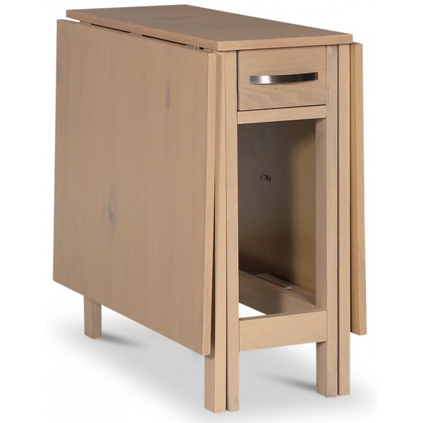 Fr spisegruppe; Fr klaffbord i whitewash med 4 svarte Castor pinnestoler