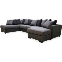 Delux U-sofa med åpen ende venstre - Grå/Antrasitt/Vintage