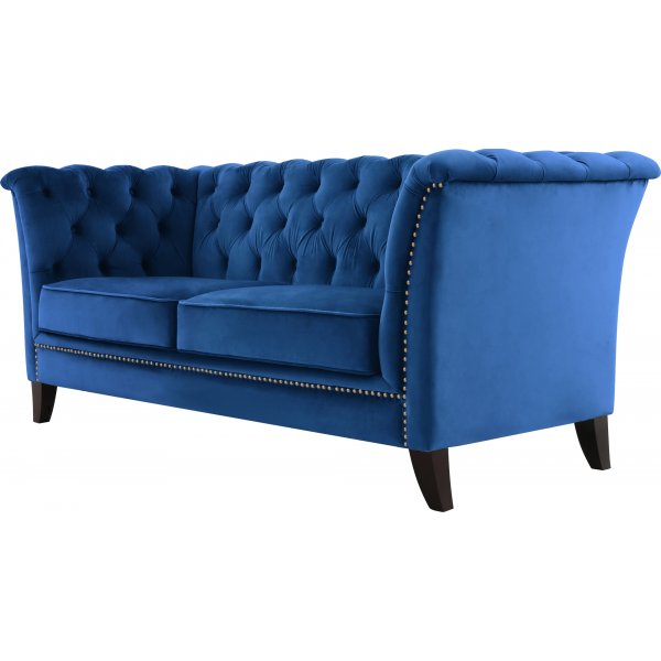 Milton Chesterfield 2-seter - Mrk bl Flyel