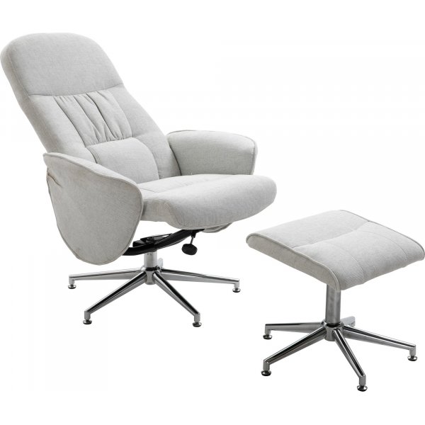 Julius recliner lenestol med fotskammel - Grå stoff Julius recliner lenestol med fotskammel - Grå stoff