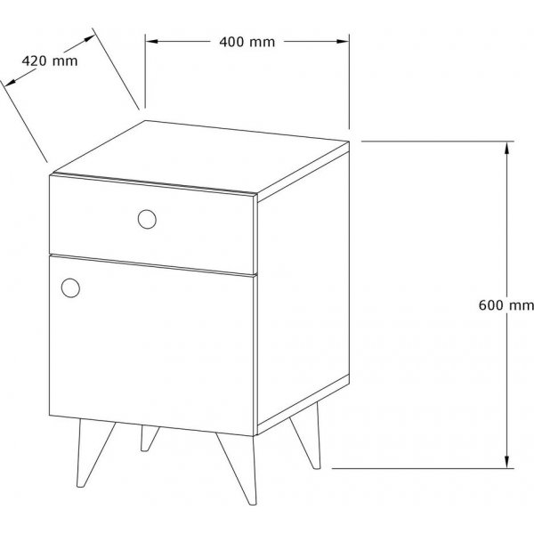 Pila nattbord - Hvit/antrasitt Pila nattbord - Hvit/antrasitt