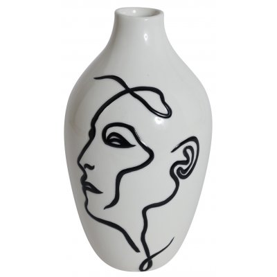 Vase, Ansikt, 17 cm - hvit