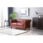 Chesterfield sofa 2-seter i brun PU