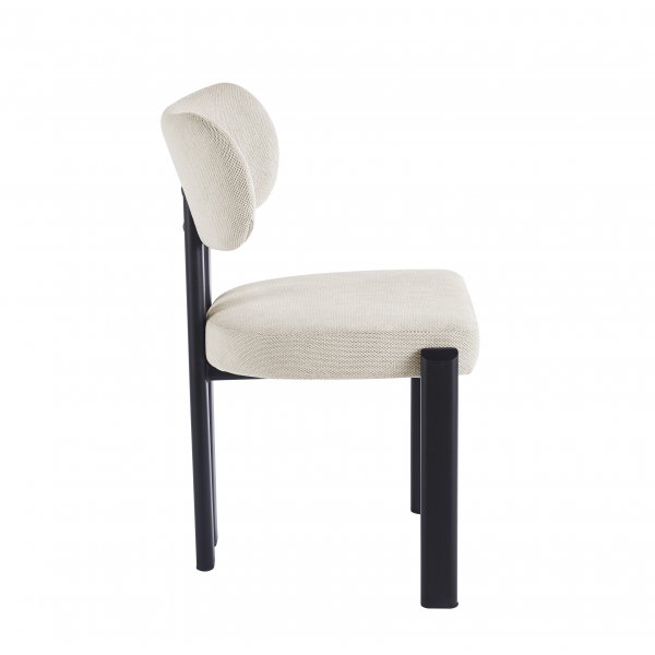 Callum spisestol i beige stoff med svarte ben