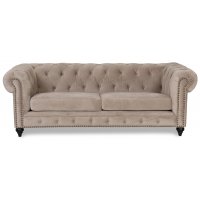 Chesterfield Montgomery 3-seter sofa - Beige fløyel Chesterfield Montgomery 3-seter sofa - Beige fløyel
