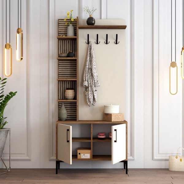 Viyana gangmøbel, 90 cm - Valnøtt/krem Viyana gangmøbel, 90 cm - Valnøtt/krem