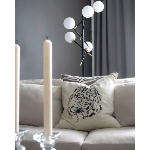 Gulvlampe Acrobat - Svart/matt messing/opal