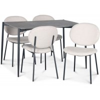 Lokrume spisegruppe med bord på 120 cm i betongimitasjon + 4 stk Tofta beige stoler