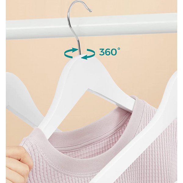 Kleshenger, tre, 44,5 cm, 30-pakning - Hvit Kleshenger, tre, 44,5 cm, 30-pakning - Hvit