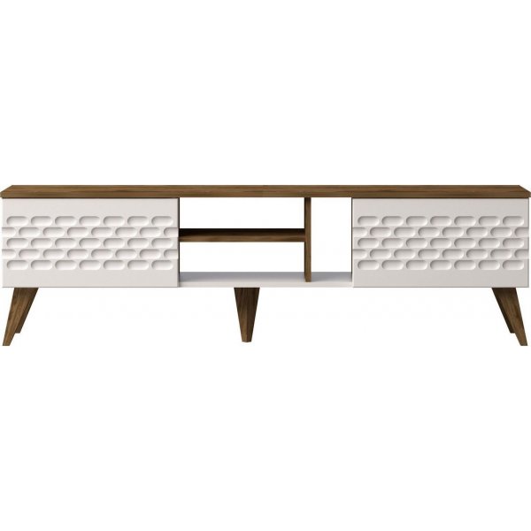 Egg mediebenk - Hvit/valntt